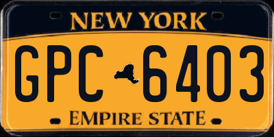 NY license plate GPC6403