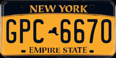 NY license plate GPC6670