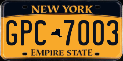 NY license plate GPC7003