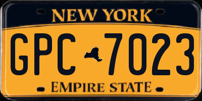 NY license plate GPC7023