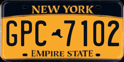 NY license plate GPC7102