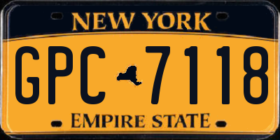 NY license plate GPC7118