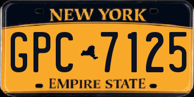 NY license plate GPC7125