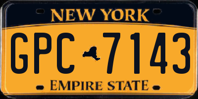 NY license plate GPC7143