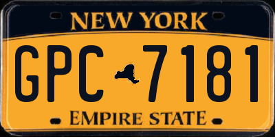 NY license plate GPC7181