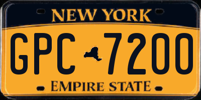NY license plate GPC7200
