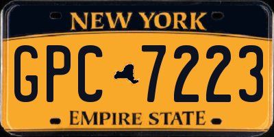 NY license plate GPC7223