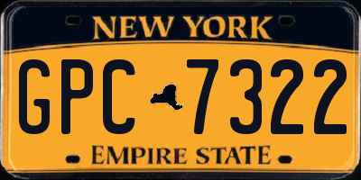 NY license plate GPC7322