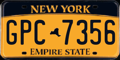NY license plate GPC7356
