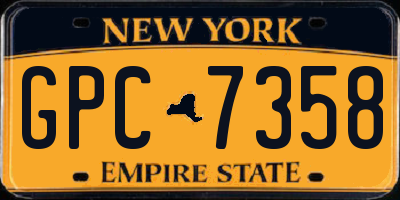 NY license plate GPC7358