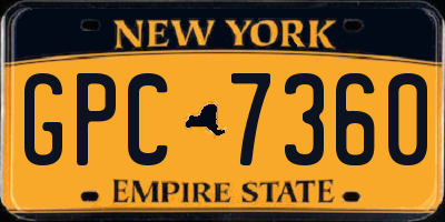 NY license plate GPC7360