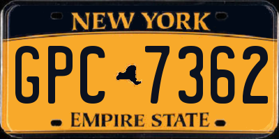 NY license plate GPC7362
