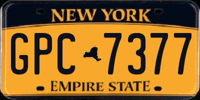 NY license plate GPC7377