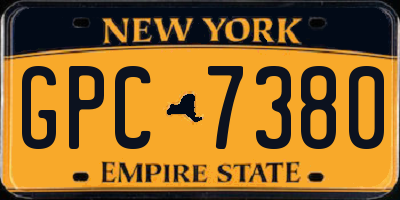 NY license plate GPC7380