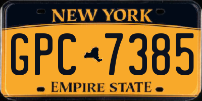 NY license plate GPC7385
