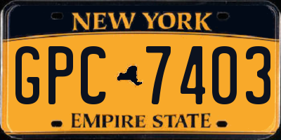 NY license plate GPC7403