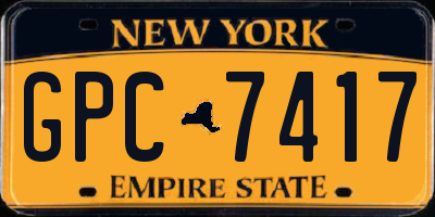 NY license plate GPC7417