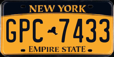 NY license plate GPC7433