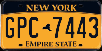 NY license plate GPC7443