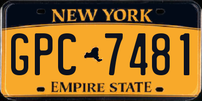 NY license plate GPC7481