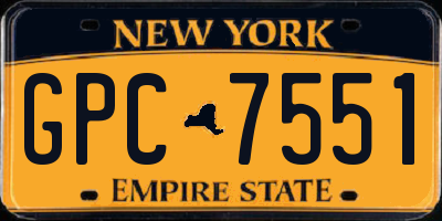 NY license plate GPC7551