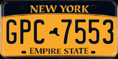 NY license plate GPC7553