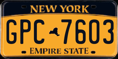 NY license plate GPC7603