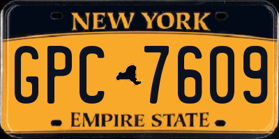 NY license plate GPC7609