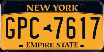 NY license plate GPC7617