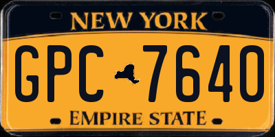 NY license plate GPC7640