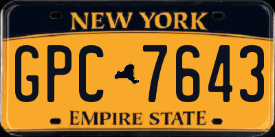 NY license plate GPC7643