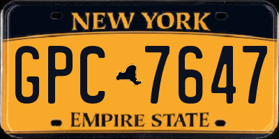 NY license plate GPC7647