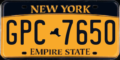 NY license plate GPC7650
