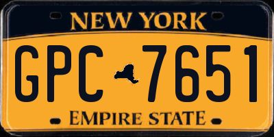 NY license plate GPC7651