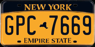 NY license plate GPC7669