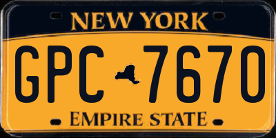 NY license plate GPC7670