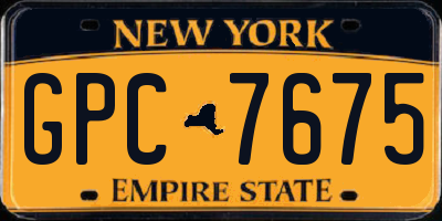 NY license plate GPC7675