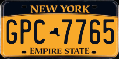 NY license plate GPC7765