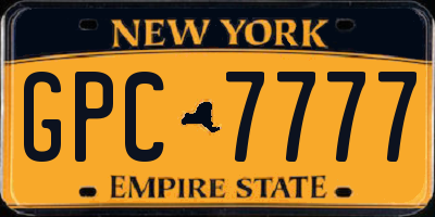 NY license plate GPC7777