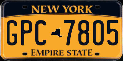 NY license plate GPC7805