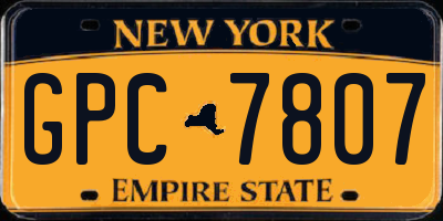 NY license plate GPC7807