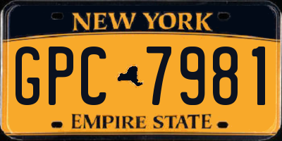 NY license plate GPC7981