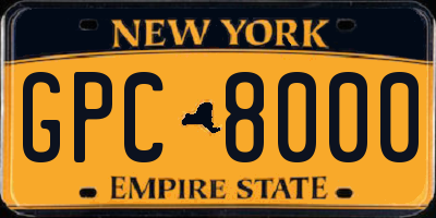 NY license plate GPC8000