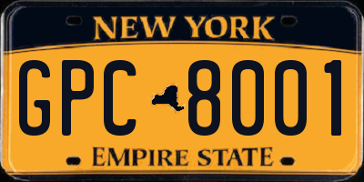 NY license plate GPC8001