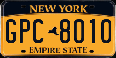 NY license plate GPC8010