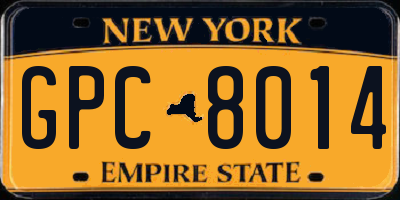 NY license plate GPC8014