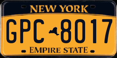 NY license plate GPC8017