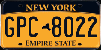 NY license plate GPC8022