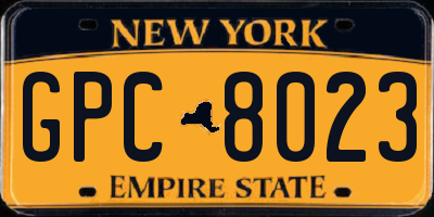 NY license plate GPC8023