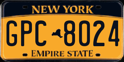 NY license plate GPC8024